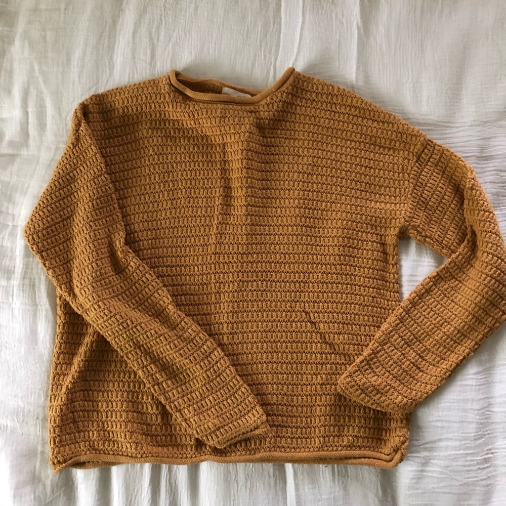 Mustard yellow chunky knit sweater